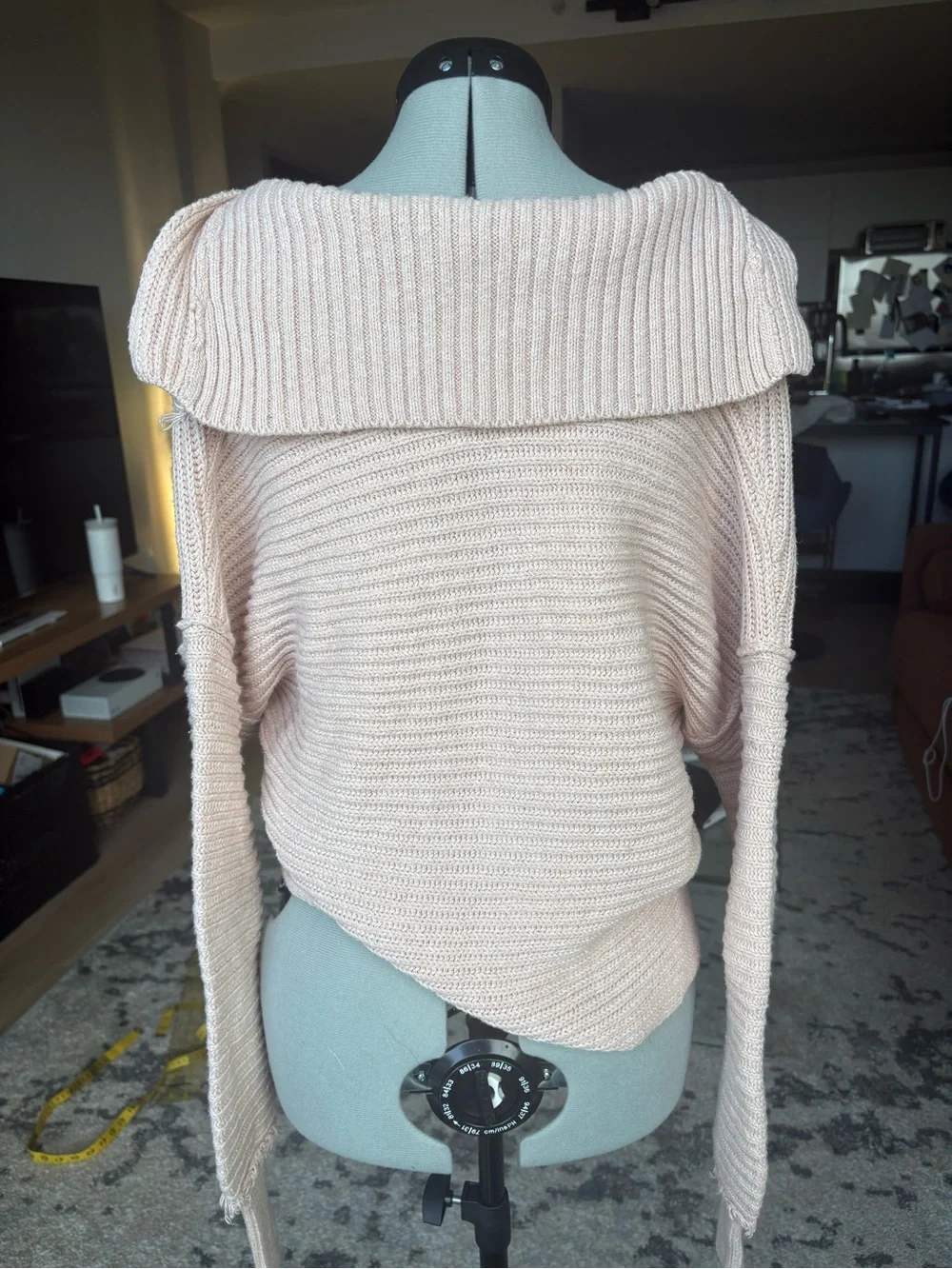 Free People Blush Ribbed V-Neck Sweater